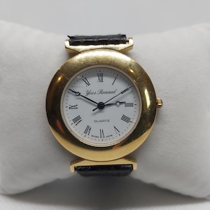 Reloj vintage Yves Renaud para mujer / Cuarzo suizo / Esfera romana minimalista / Caja fina dorada / Fabricado en Suiza / Estilo retro de los años 90