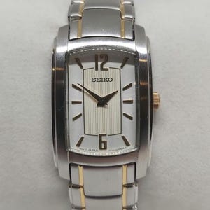 Débardeur à quartz Seiko pour femme - Élégante montre habillée bicolore avec bracelet original - Débardeur Seiko vintage pour femme