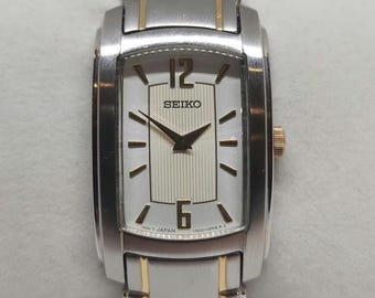 Vintage Seiko Ladies Tank Watch: Two-Tone Steel, Original Bracelet