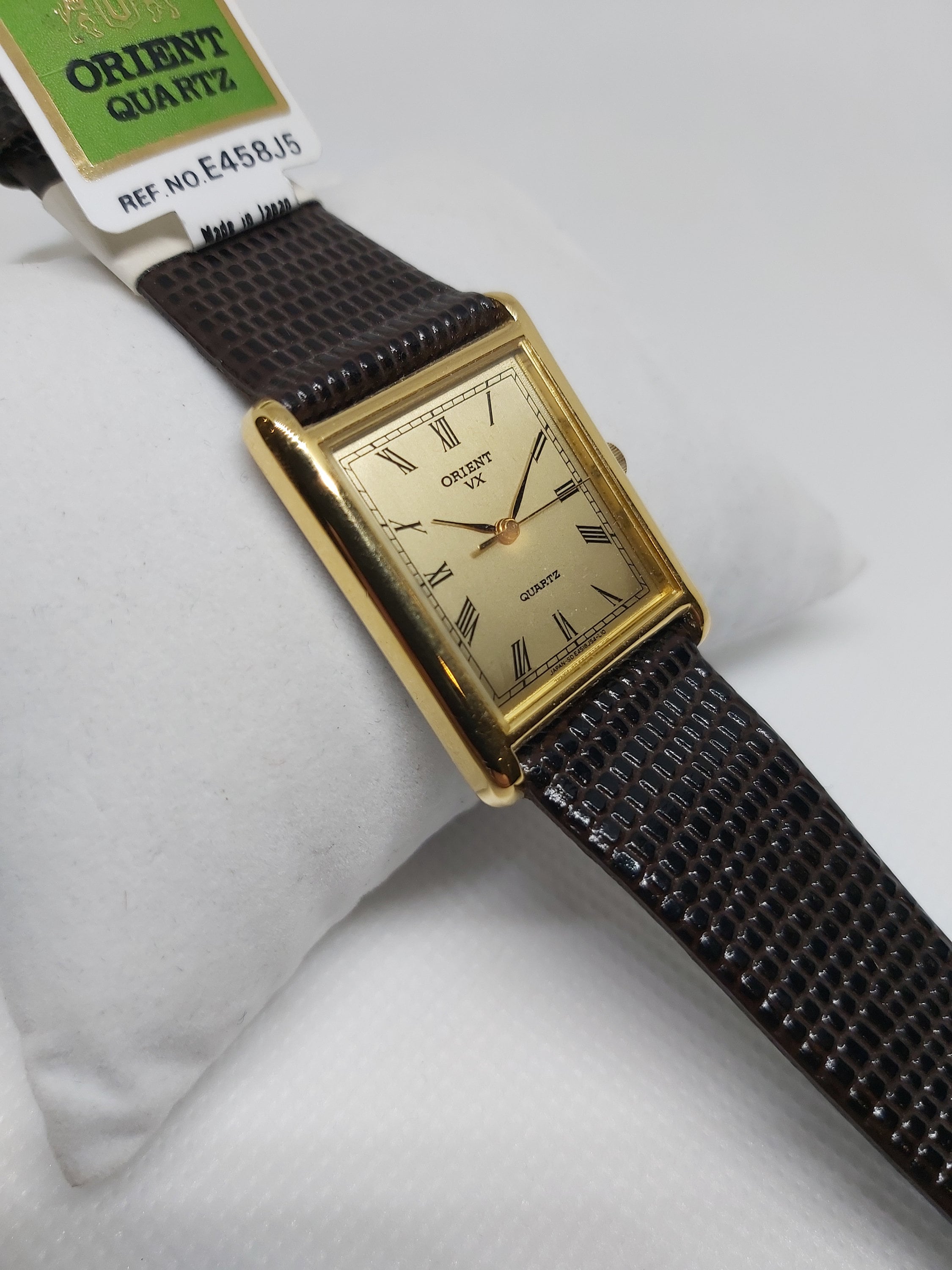 Vintage Orient VX Tank - 1980s - Never Worn - Gold Dial - Leather