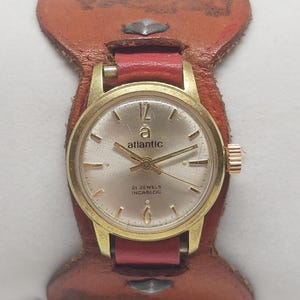 Orologio da donna Atlantic vintage / 21 rubini / quadrante sunburst / Swiss-Made / raro da collezione
