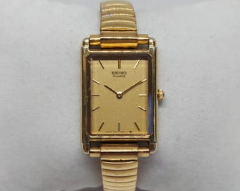Seiko Exceline ゴールド メッシュ時計 Seiko Exceline Watch Women 18mm Gold Dial Gold Tone Tank