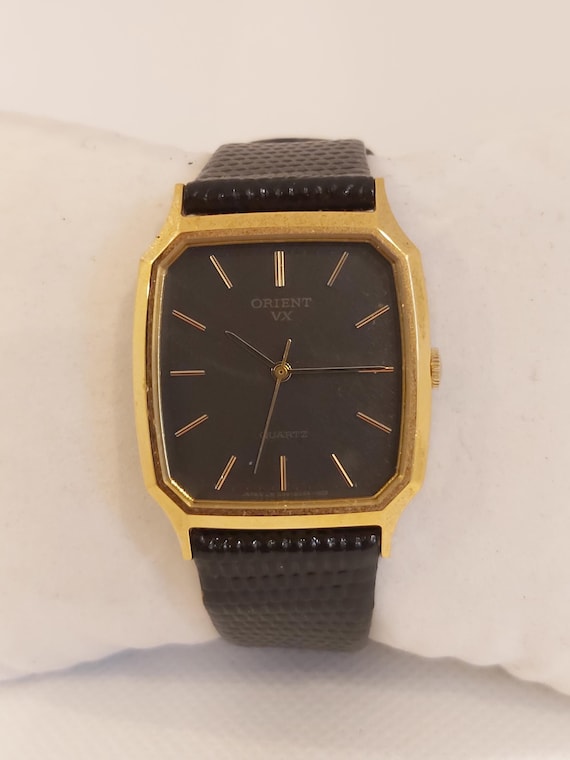 Vintage Orient VX Tank Watch Octagonal Shape Quartz Ref. D35809V 41 Black Dial Gold tone Case Good Condition Etsy Canada