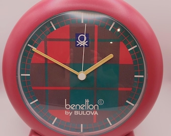 Benetton Bulova Tartan Desk Clock: 80s-90s Design, Original Box - Etsy