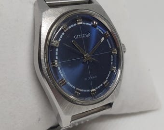 Rare Vintage Citizen 21 Jewels Manual Wind Watch – Striking Blue