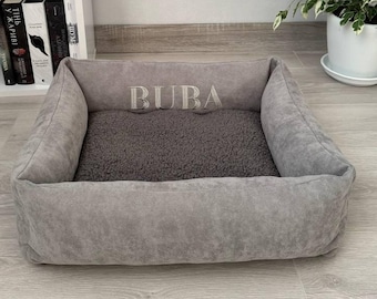 Personalized Velor Pet Bed with Handles: Custom Name Cat or Dog Bed