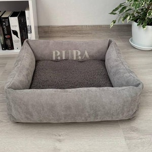 Cama personalizada para animais de estimação em veludo com alças: cama personalizada para cães ou gatos com nome
