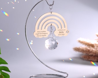 Atrapasol conmemorativo personalizado para mascotas: Puente Arcoíris, Creador de arcoíris, Atrapasol de cristal, Pérdida de mascota, Regalos conmemorativos para perros, Regalo conmemorativo para mascotas