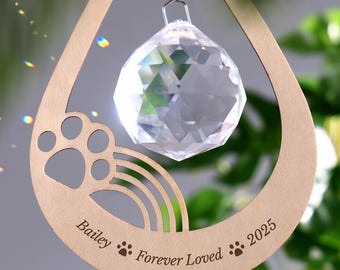 Atrapasol de cristal con arcoíris personalizado: pérdida de mascota, creador de arcoíris, atrapasol conmemorativo, regalos conmemorativos para perros, regalo conmemorativo para mascotas