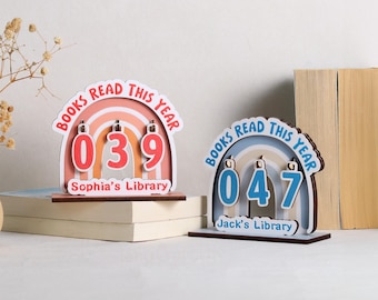 Books Read This Year Tracker – Kids Reading Counter Rainbow Shelf Decor