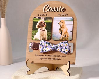 Custom Pet Collar Sign - Memorial Collar Frame, Wooden Sign With Collar Holder, Pet Sympathy Gift, Dog Memorial Gifts, Pet Loss Gifts