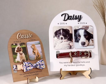 Personalized Pet Collar Sign - Memorial Collar Frame, Wooden Sign With Collar Holder, Pet Sympathy Gift, Dog Memorial Gifts, Pet Loss Gifts
