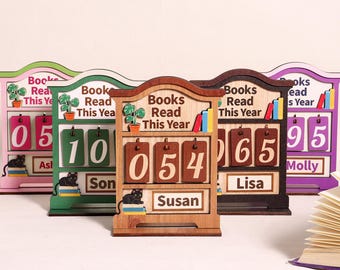 Multi Color Books Read Tracker, Books Read This Year Counter, Book Lover Gift, Book Club Gift, Bookshelf Decor, Gift for Readers, Book Ends