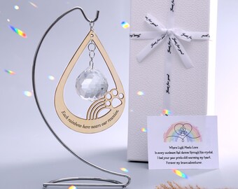 Atrapasol conmemorativo personalizado para mascotas: Creador de arcoíris, Puente arcoíris, Atrapasol de cristal, Regalos conmemorativos para perros, Regalo conmemorativo para mascotas, Pérdida de mascota