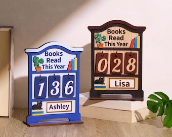 Contador de libros leídos este año, rastreador de libros leídos, regalo para amantes de la lectura, regalo para clubes de lectura, decoración de estanterías, sujetalibros, regalo para lectores