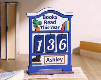 Contador de libros leídos este año: regalo para amantes de la lectura, decoración de estanterías