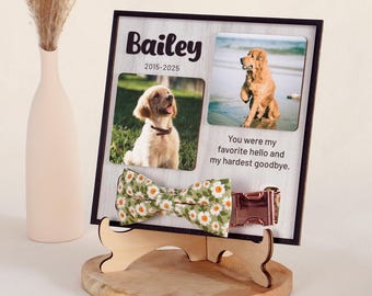 Custom Pet Collar Sign - Memorial Collar Frame, Wood Sign With Collar Holder, Dog Memorial Gifts, Pet Loss Gifts, Pet Sympathy Gift