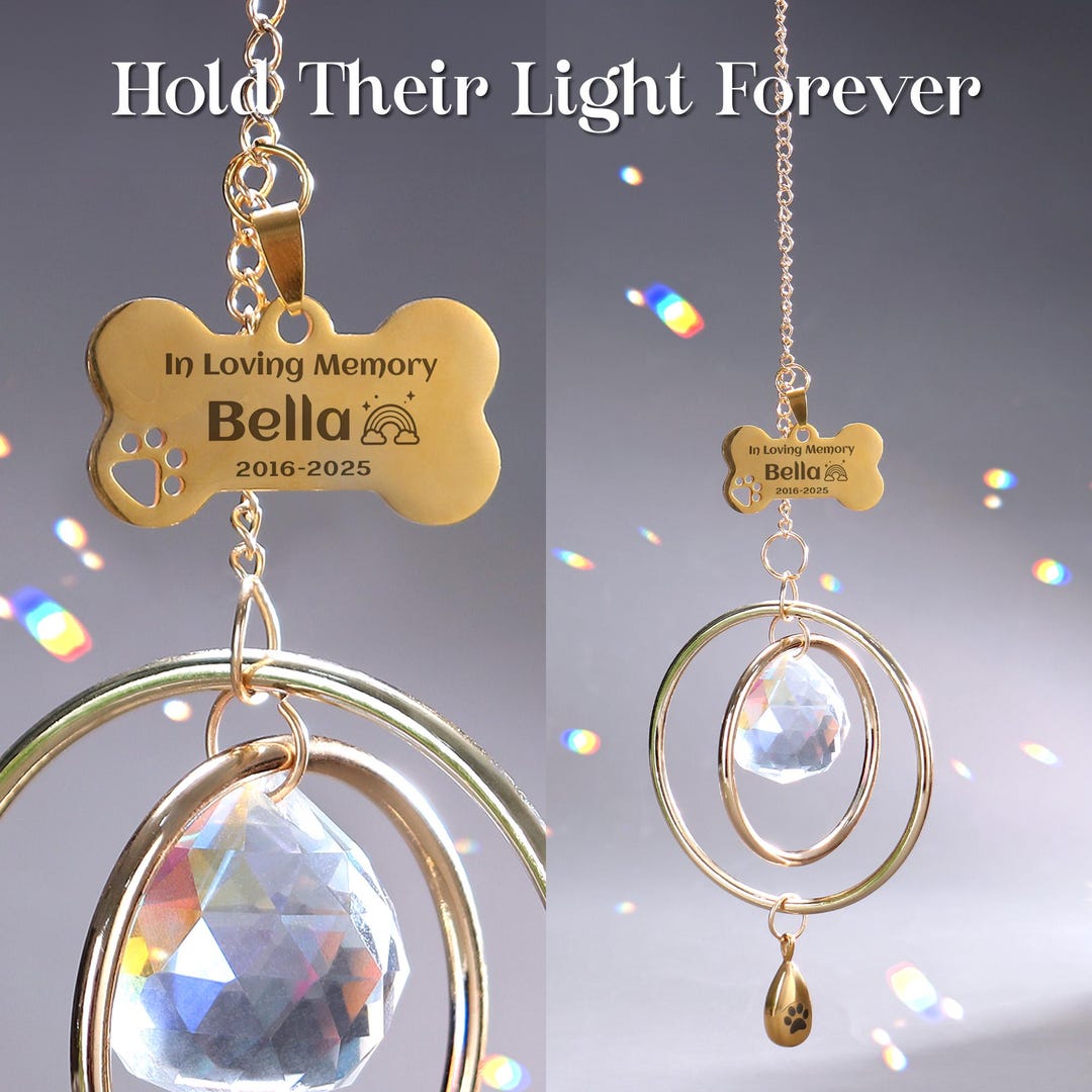 Personalized Pet Suncatcher With Urn Pendant - Rainbow Bridge, Memorial ...