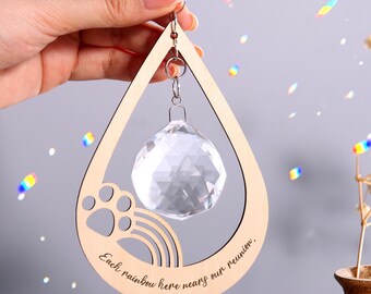 Atrapasol de cristal personalizado para mascotas: regalo conmemorativo para mascotas, puente arcoíris, creador de arcoíris, atrapasol conmemorativo, pérdida de mascota, regalos conmemorativos para perros