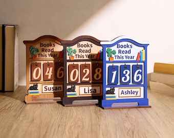 Rastreador de lectura de libros personalizado, contador de libros leídos este año, regalo para amantes de la lectura, regalo para clubes de lectura, decoración de estanterías, sujetalibros, regalo para lectores