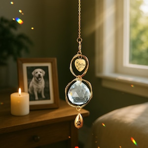 Atrapasol personalizado para mascotas con miniurna - Puente Arcoíris, atrapasol conmemorativo, miniurna dorada para cenizas, regalos conmemorativos para perros, regalos para la pérdida de mascotas