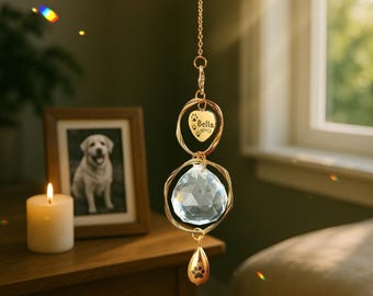 Personalized Pet Suncatcher with Mini Urn - Rainbow Bridge, Memorial Suncatcher, Gold Mini Urn for Ashes, Dog Memorial Gifts, Pet Loss Gifts