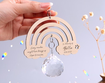 Atrapasol de cristal personalizado para mascotas: Puente arcoíris, Creador de arcoíris, Atrapasol conmemorativo, Pérdida de mascota, Regalos conmemorativos para perros, Regalo conmemorativo para mascotas