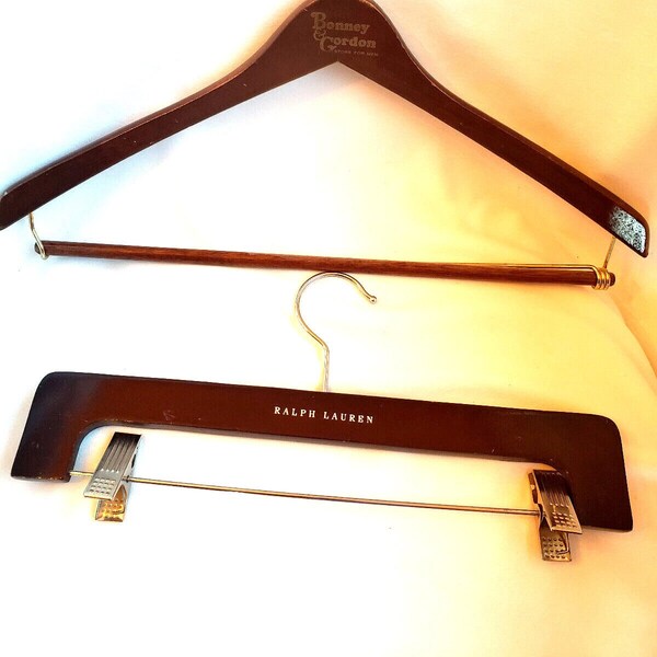 2 Vintage Wooden Advertising Hangers - Ralph Lauren and Bonney Gordon Men's Store