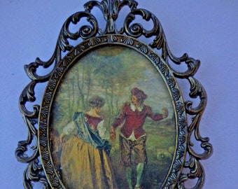2X//Set Dollhouse Miniature Victorian Gentleman Lady Picture Oval Photo FramBILU