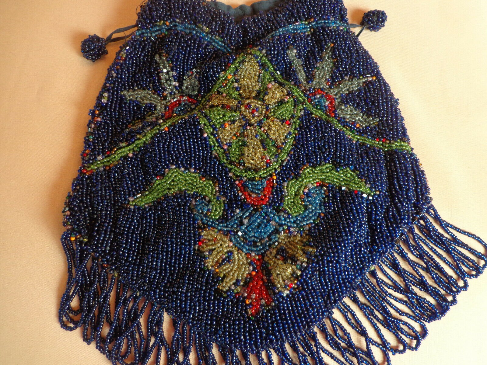 Antique Victorian Micro Beaded PURSE in Blue With a Drawstring - Etsy