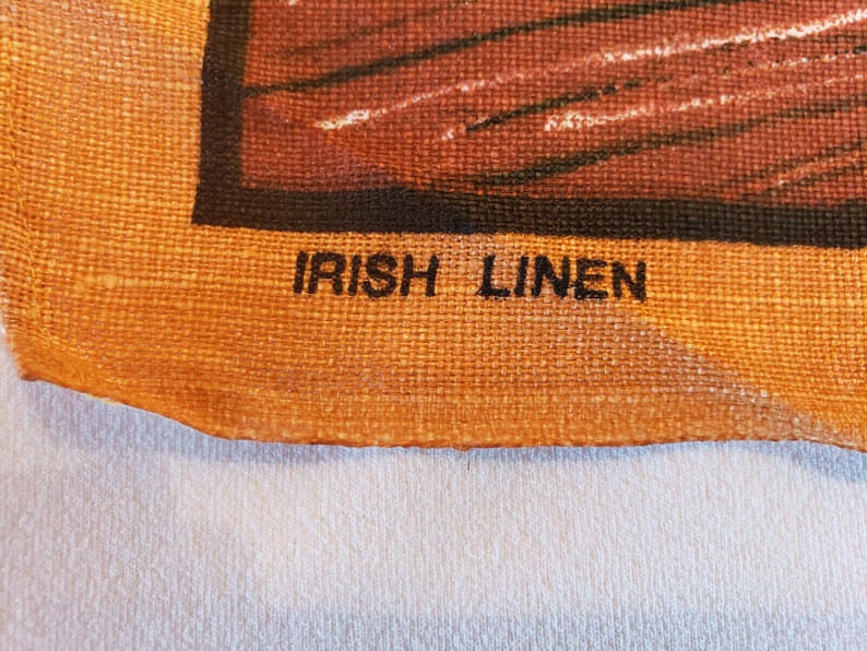 Vintage Linen TEA TOWEL Irish Coffee Recipe in Retro Brown. Made in Ireland. 20 x 30. Un Used afbeelding 8