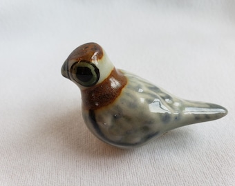 Vintage Tonala Mexican Pottery Quail or Partridge Bird Figurine. Signed KE - Ken Edwards. Small - 2.5” x 1.75"