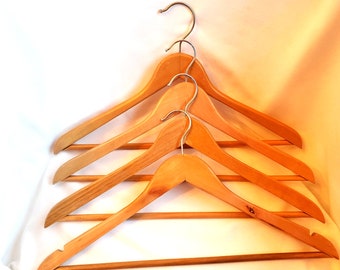 Vintage Curved Wooden Hangers - Wishbone Style, for Suits. Lot of 4