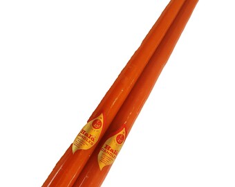 Set of 2 Vintage Halo Brand Taper Candles in Burnt Orange. 14.5" Long. NEW