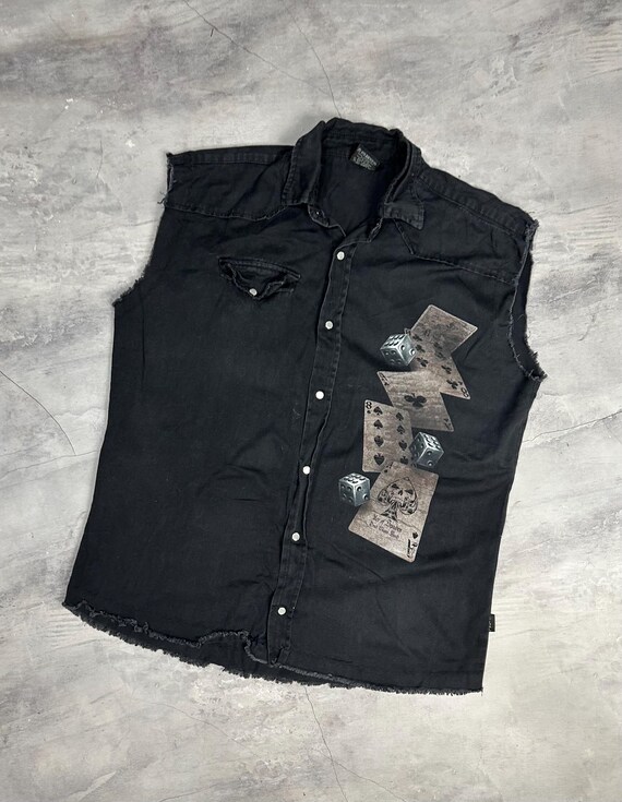Vintage Evil Spiral Denim Vest Archive Opium Y2K Size - Etsy