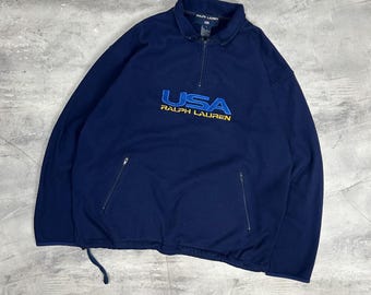 Polarowa koszulka polo Vintage Ralph Lauren USA Sport Big Logo