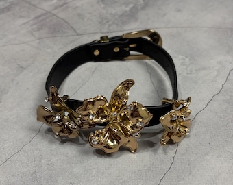 Versace for H&M 2011 Flower Motif Leather Choker Necklace