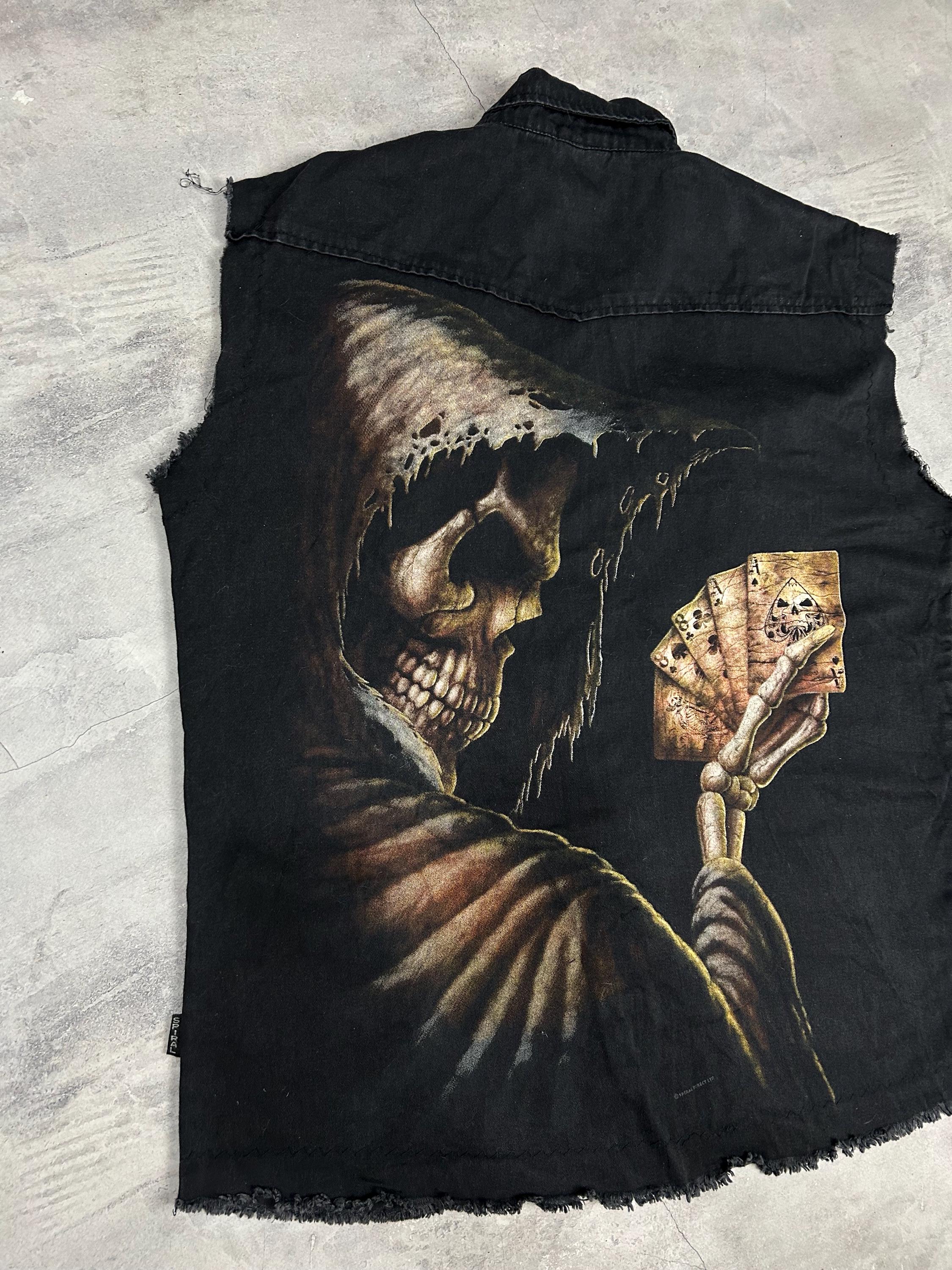 Vintage Evil Spiral Denim Vest Archive Opium Y2K Size - Etsy