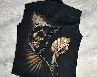 Vintage Evil Spiral denim vest archive opium Y2K Size