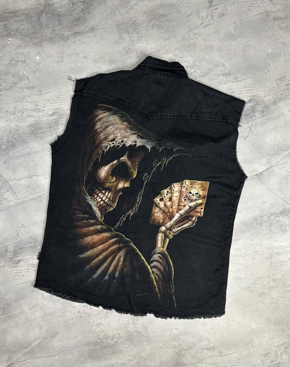 Vintage Evil Spiral Denim Vest Archive Opium Y2K Size - Etsy