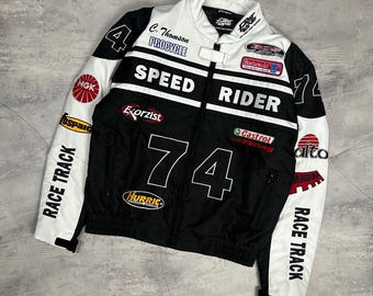 00s Y2K Fast Lane Speed Freak Racing Bomber High Speed Embroidered