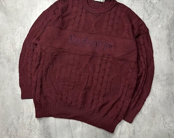 Vintage Burberry big logo knit sweater