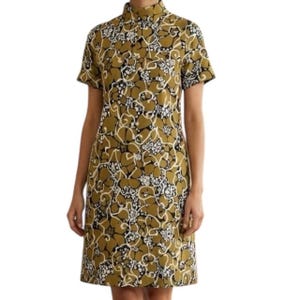 1960s Mod Floral Shift Dress Funnel Neck Abstract Print, handmade and lined.