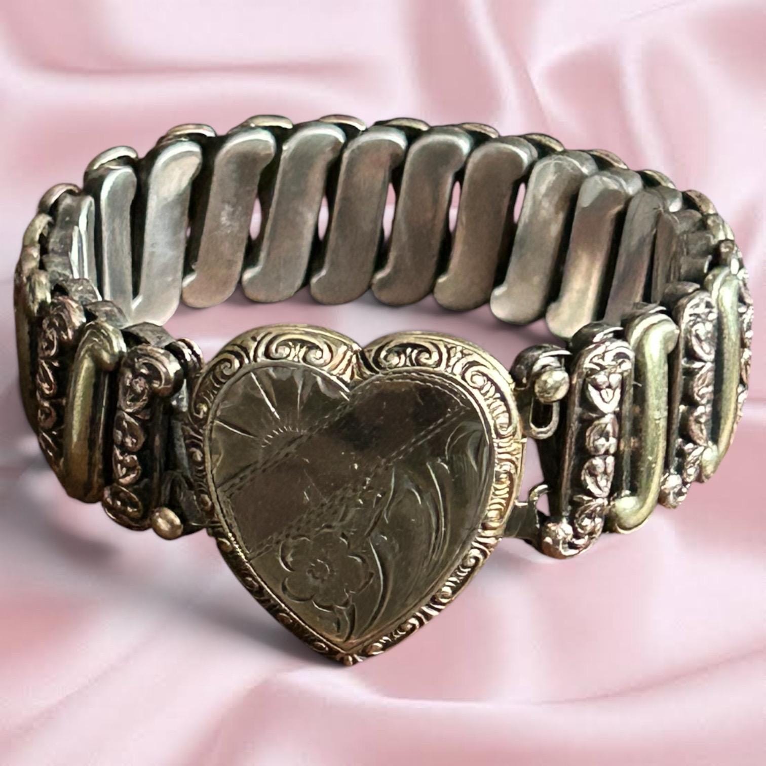 Vintage Gold Heart Expansion Bracelet - Etsy