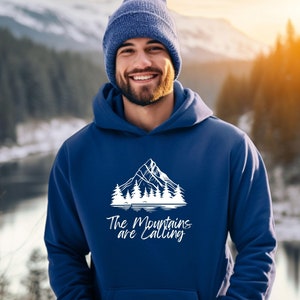 Hiking Hoodie with Mountains Graphic - Mountains Are Calling
