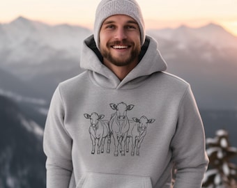 Hiking Hoodie with Mountain Cattle