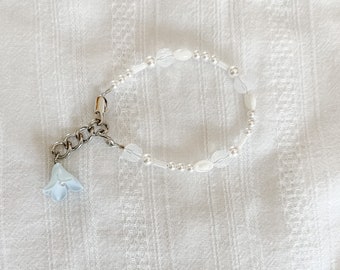 Little Girls Blue bracelet | flower girl bracelet | birthday girl gift| light blue | flower jewelry for young girls | pearls for littles