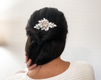 Champagne & Opal Crystal Bridal Comb | Wedding Hair Comb | White Opal Hairpiece| Rhinestone Bridal Hair Piece | for the bride LILIBET