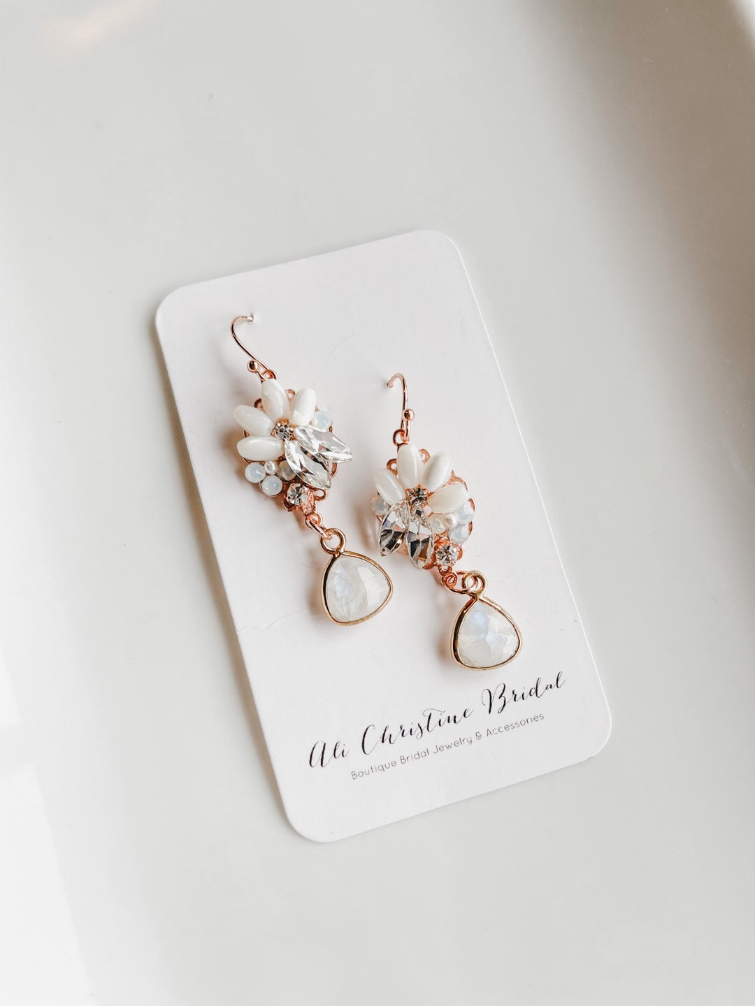 Rose Gold Floral Accent Inspired Earrings for Bride or Bridesmaid or Special Occasion Wear
