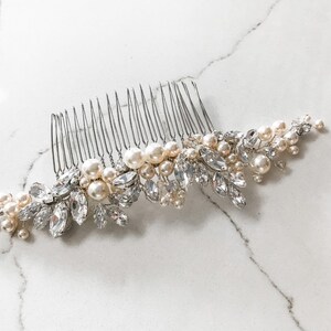 Bridal Hair Comb | Pearl and Rhinestone Bridal Hair Accessories | wedding hair comb chignon hair accessories HARLOW